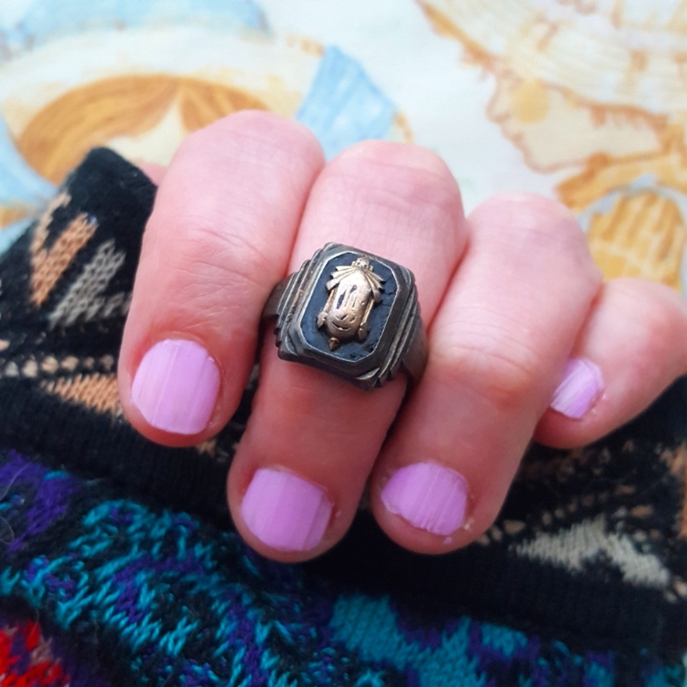 🌙Antique 1939 10k Sterling Class Ring